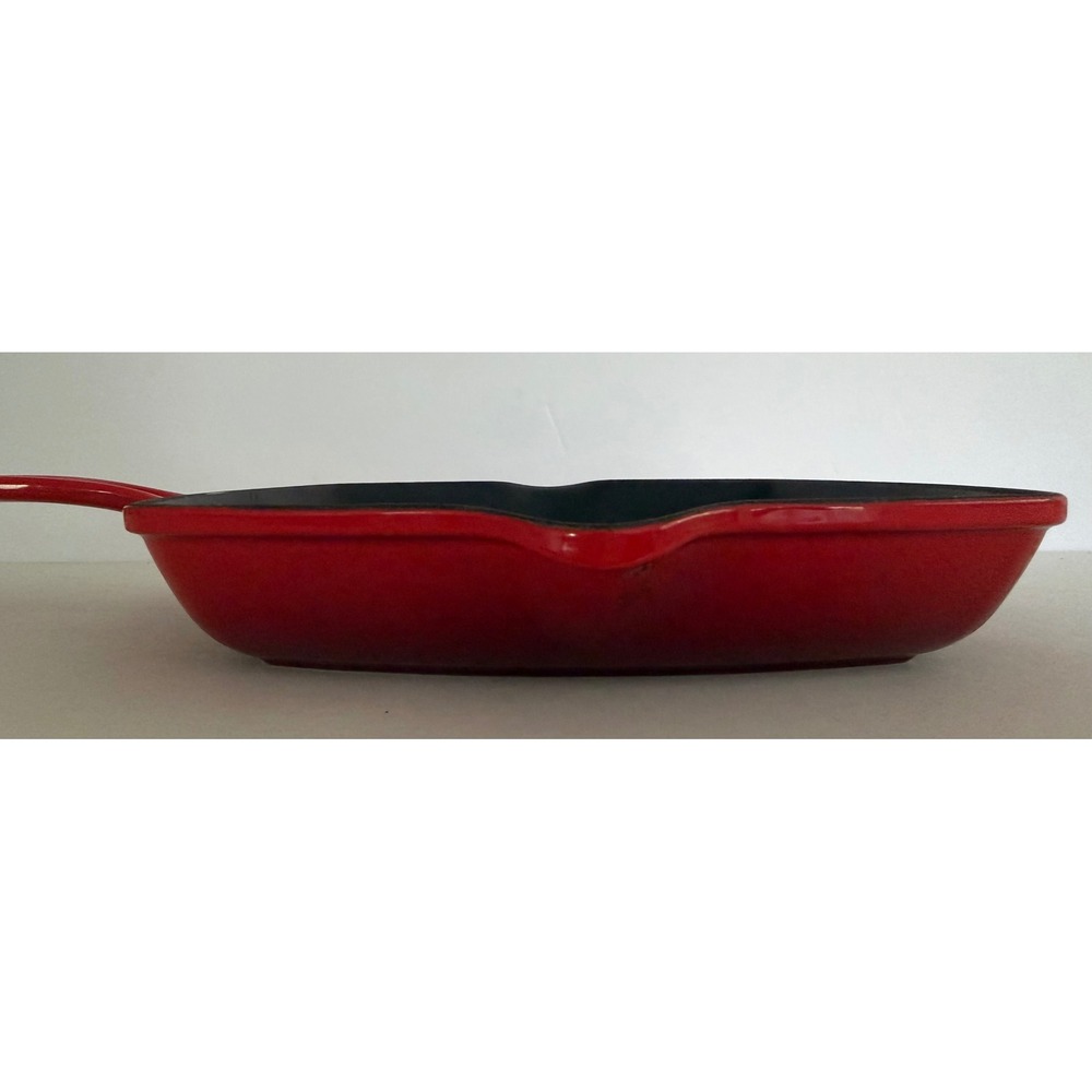 Le Creuset Red Enameled Cast Iron Square Grill Pan 26 France Luxury Classic - Picture 9 of 16